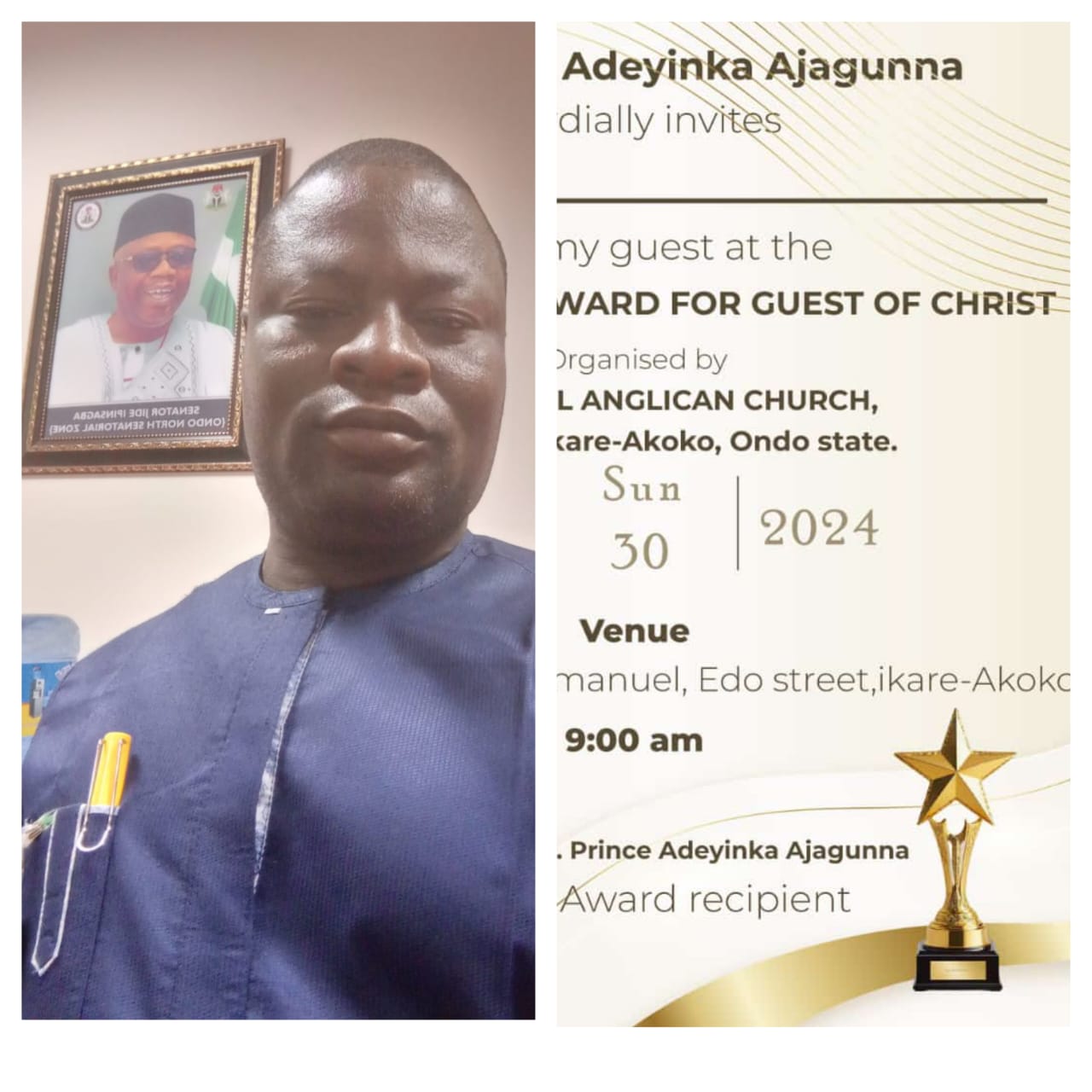 Adeyinka Ajagunna bags Christ Ambassador Award - Ondo Online